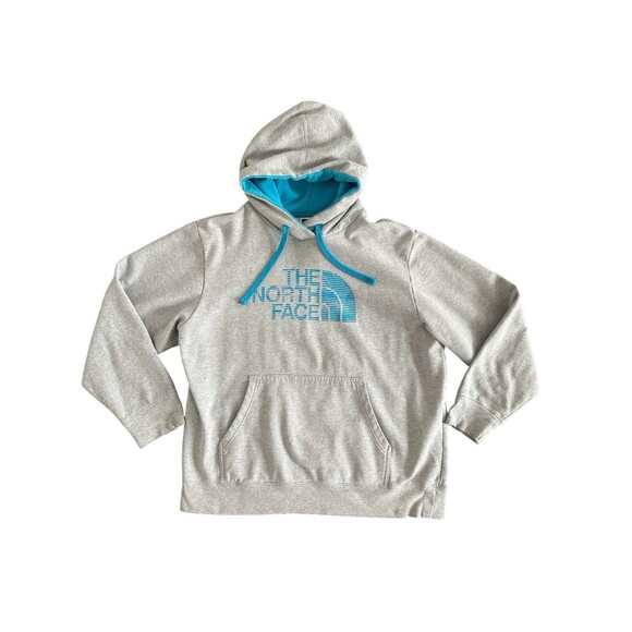 The North Face Men’s Gray Turquoise Pull Over Hoodie Sweatshirt Size X-Large - Picture 1 of 5